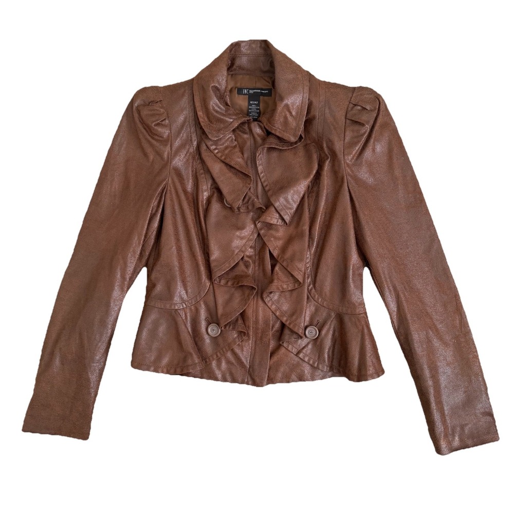 Suede Ruffle Front Jacket Womens Small Petite Western Country Rustic Heritage